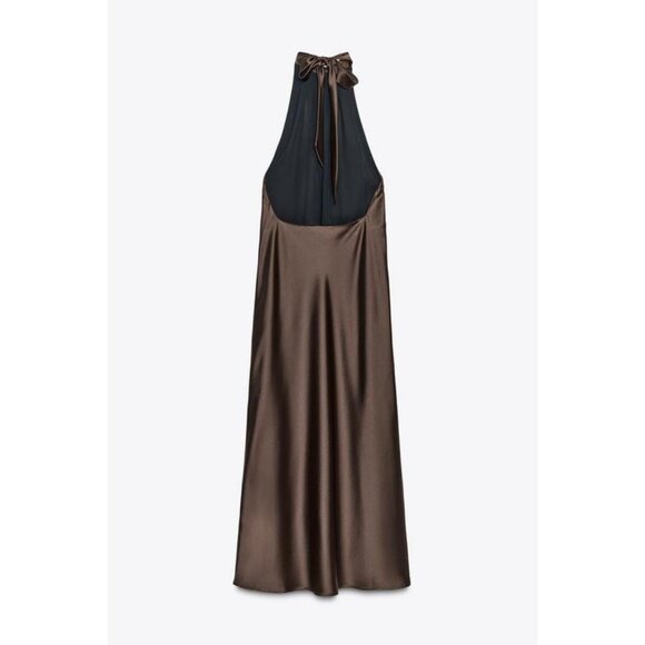 ZARA HALTER MIDI DRESS - Picture 9 of 10